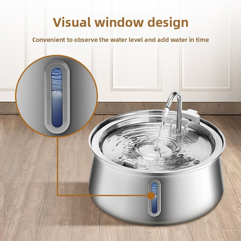 Stainless Steel Pet Water Dispenser with Visual Window